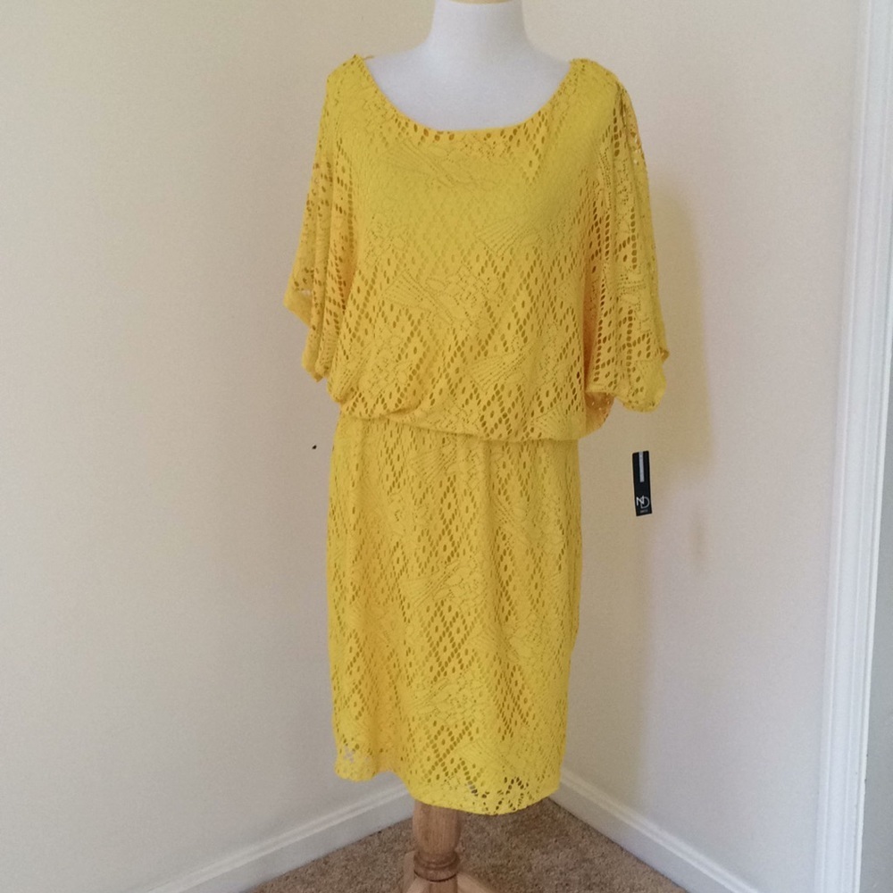 NWT! NEW DIRECTIONS Size 16 yellow eyelet Dress
